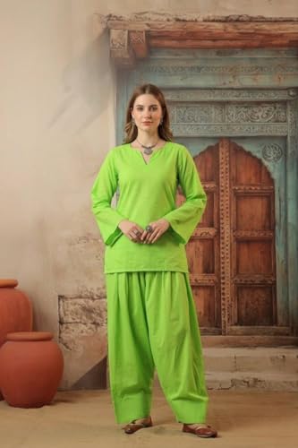 Image of REAM Women's Cotton Sleeveless Kurti and Farshi Salwar Set, Black, Ethnic Wear, Casual and Festive