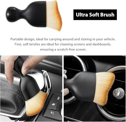 Image of 4 PCS Car Detailing Brush Set for Cleaning Interior or Exterior, Boars Bristle Detailing Brushes, Dusting Cleaning Supplies, Tool for Emblem, Air Vents, Wheels, Leather Upholstery Seat