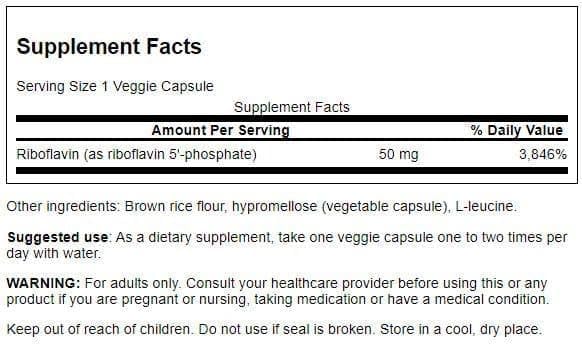 Miniatura 2 de Swanson R-5-P (riboflavina-5-fosfato) - Suplemento de vitamina B2 que promueve la energía, el metabolismo y la salud de la visión - Fórmula natural