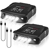 VIHOSE 2 Pcs Rechargeable Hat Clip Light, LED Clip on Cap Lights, Waterproof Hat Light, Ultra Bright Headlamp for Outdoor Fishing, Camping & Hand Work(Black)
