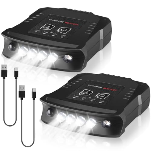 VIHOSE 2 Pcs LED Clip on Cap Lights, Christmas USB Rechargeable Cap Flashlight Clip, Waterproof Ultra Bright Hat Battery Powered on Headlamp for Hats Fishing Hunting Camping Hiking(Black)