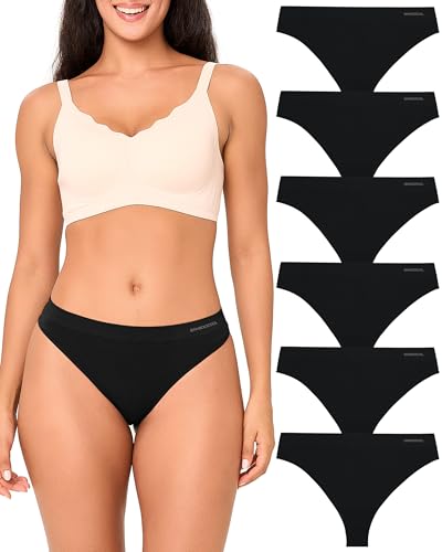 BAMBOO COOL Women's Thongs Seamless Moisture-Wicking Breathable Underwear High Stretchy ...
