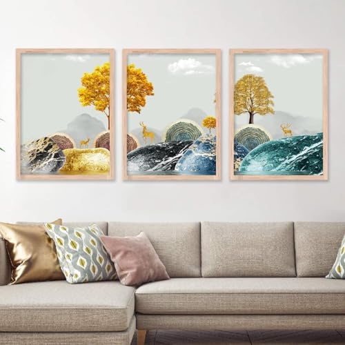 Image of kotart Modern Wall Art Framed Painting for Wall Decoration - Wall Paintings for Living Room, Bedroom - Big Size Wall Painting Set of 3 (Art-6, 13X17 inch)