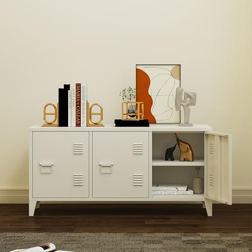 MIOCASA Metal Cabinet with Doors and Shelf,Industrial Steel 