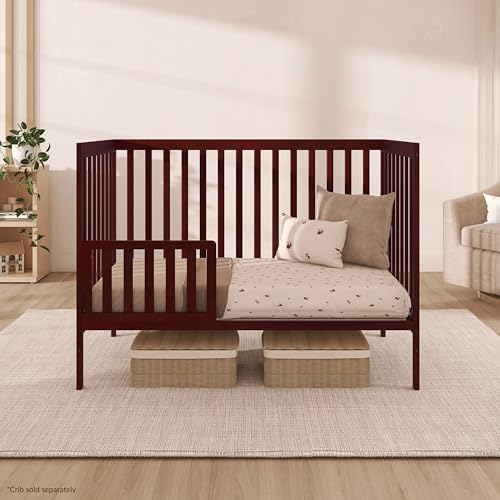Image of Dream On Me Toddler Guard Rail for Convertible Crib, Solid Wood Bed Rail for Toddler Bed Conversion, Cherry