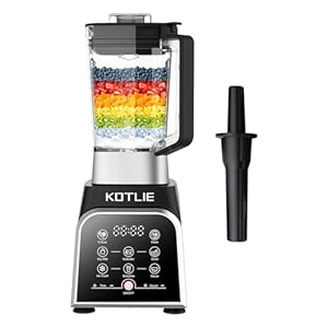 KOTLIE Blender 68 Oz Shakes & Smoothies Countertop Blender, 1200W 28000RPM High Speed Food Processors, Smoothie Blender with 8 Smart Functions for Baby Food, Crushing Ice or Frozen Drinks(Black)