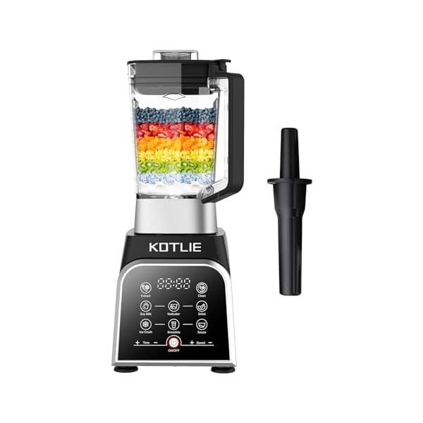 KOTLIE Blender 68 Oz Shakes & Smoothies Countertop Blender, 1200W 28000RPM High Speed Food Processors, Smoothie Blender with 8 Smart Functions for Baby Food, Crushing Ice or Frozen Drinks(Black)