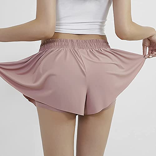 Image of 2 in 1 Flowy Running Shorts for Women Gym Yoga Athletic Womens Workout Biker Spandex Lounge Sweat Skirt Summer