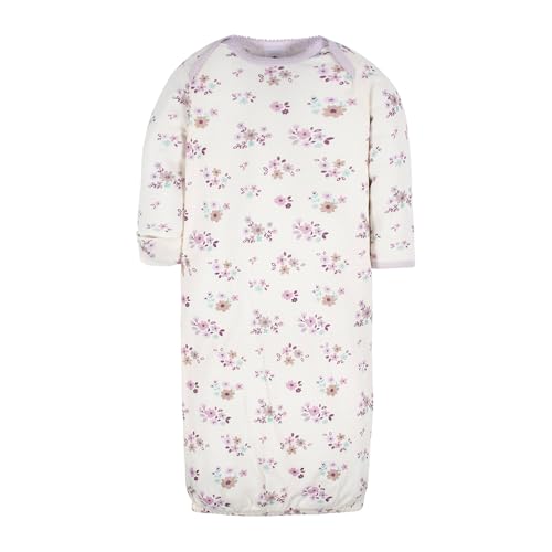 Image of Gerber Baby Girls 4-Pack Sleeper Gown - Soft Cotton Newborn Nightgowns, Elastic Hem Sleepwear Set for Infant Girls
