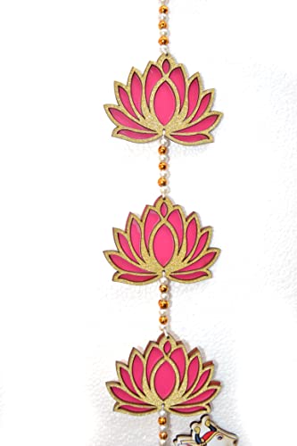 Image of CraftVatika Cow Pichwai Hanging & Golden Lotus Wall Door Decor Hanging MDF for Home, Temple, All Festival Decoration (2 Pc's)