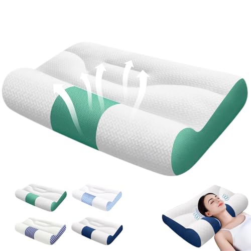 Image of 2025 New Sleep Enhancing Cervical Support Comfort Goose Down Pillow, Ergonomic Neck Support Pillow for Sleeping, Premium Cervical Neck Pillow for Neck Pain Relief (Green, Large)