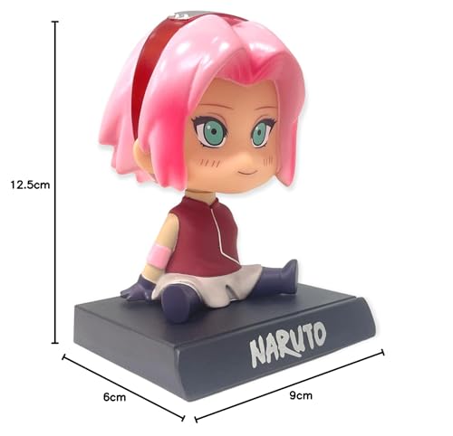 Image of AUGEN Super Hero Sakura Haruno Action Figure Limited Edition Bobblehead with Mobile Holder for Car Dashboard, Office Desk & Study Table (Pack of 1)