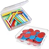 OHYER 1 Satz Rechenplättchen Zählchips Pädagogische Zählstäbe mit 50 rote und blaue Wendeplättchen und 100 Zählstäbe Zur Entwicklung von Rechenfertigkeiten und Farberkennungsfähigkeiten