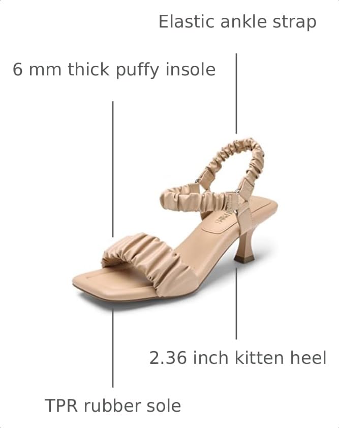 Image of DREAM PAIRS Kitten Heels for Women Comfortable Low Heels Sandals Suqare Open Toe Cute Wedding Party Evening Prom Dance Strap Dress Pump Sandals Shoes