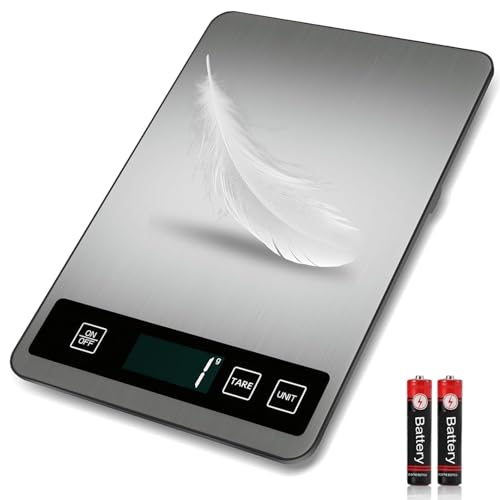 Digital Food Scale,10kg/1g Capacity Kitchen Scale,Measures in Grams & Ounces for Cooking, Baking & Meal Prep，High-Precision Graduation for Accurate Weighing | Stainless Steel & Tempered Glass Build