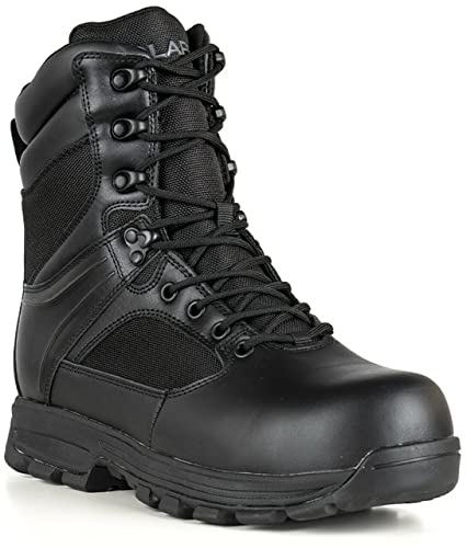 LAPG Men’s Sector 8” Waterproof Side-Zip Duty Boots, Breathable & Comfortable Tactical Hiking Combat Shoes for Men, Black