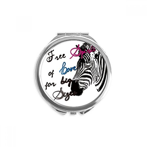 Miroir de poche rond motif zèbre multicolore 2,6x2,4 pouces pour maquillage à la main