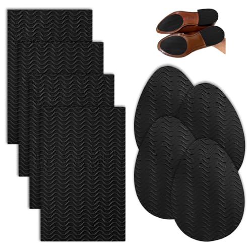 Bieiyhe 8 Piezas Suela Antideslizante de Goma,Almohadillas Antideslizantes para Zapatos,Protectores Adhesivos para Suelas,Agarres de Calzado Autoadhesivos,Pegatinas Antideslizantes para Zapatos-Negro