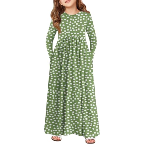 Girls Floral Maxi Dresses with Pockets Long Sleeve Soft Casual Flower Print Dress Fall Casual Party Outfits