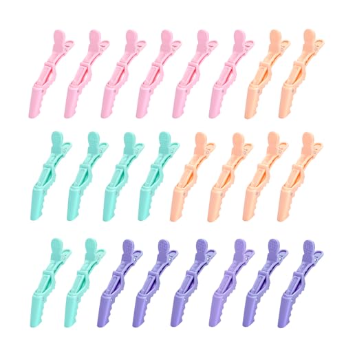 24 Pcs Alligator Hair Clip for Styling Sectioning - Salon Hair Clip for Thick Hair, Plastic Hair Styling Clip with Wide Teeth & Double-Hinged Design (Colorful)