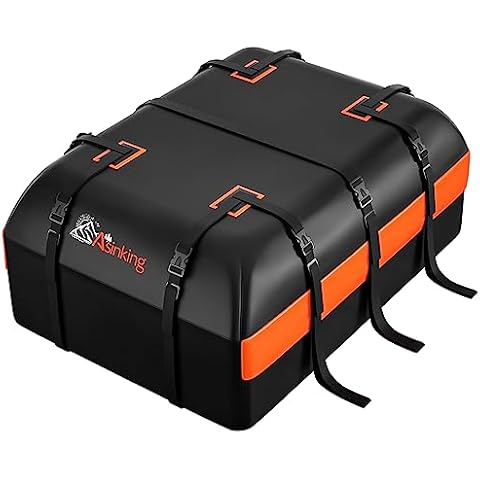 Car Rooftop Cargo Carrier Bag, Asinking 22 Cubic Feet Waterproof Tear-Resistant Car Roof Bag for All Vehicle with/Without Racks - Non-Slip Mat, 6 Door Hooks, 2 Extra Straps, Luggage Lock Cover