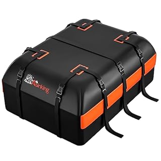 Car Rooftop Cargo Carrier Bag, 15 Cubic Feet Waterproof Heavy Duty 840D Car Roof Bag for All Vehicle with/Without Racks - Anti-Slip Mat, 6 Door Hooks, Storage Bag, 2 Extra Straps, Luggage Lock