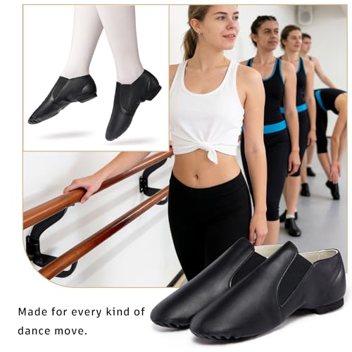 Image of Dynadans Unisex PU Leather Upper Slip-on Jazz Shoe with Elastics for Women and Men's Dance Shoes UG