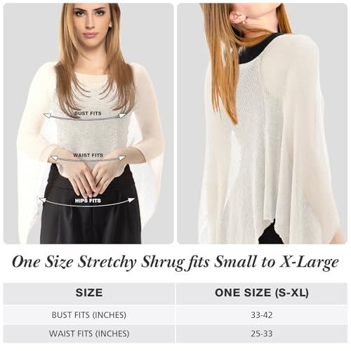Image of Women Sheer Poncho Shrug Summer Sheer Blouse Top Lightweight Poncho Bolero for Evening Dress
