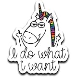 More Shiz I Do What I Want Unicorn Middle Finger Vinyl Decal Sticker Car Truck Van SUV Window Wall Cup Laptop - One 5.5 Inch Decal- MKS0653