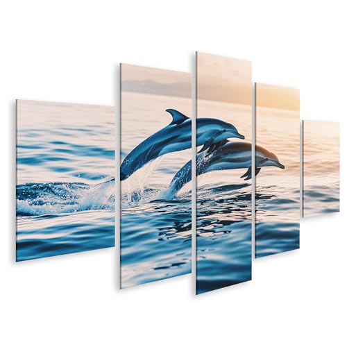 islandburner Prime Bild auf Leinwand Delfine springen bei Sonnenuntergang im Meer für Wohnzimmer Naturliebhaber Wellnesscenter Bilder Wandbilder Poster islandburner Prime Bild auf Leinwand Delfine springen bei Sonnenuntergang im Meer für Wohnzimmer Naturliebhaber Wellnesscenter Bilder Wandbilder Poster