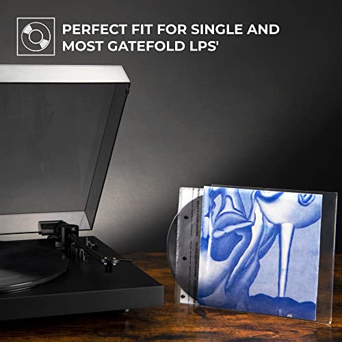 BIG FUDGE 25 Pack Vinyl Record Outer Sleeves 12" LP | Durable & Wrinkle-Free | Crystal Clear & Made from High-Density Polypropylene | 3 mm Thick, 12.75” x 12.75” | Fits Most Gatefolds and Double LPs