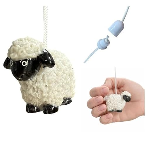 Lowgy Little Resin Sheep Light Pull with choice of Cord Colour & Connector - Novelty Bathroom Pull Cord (Black Faced)