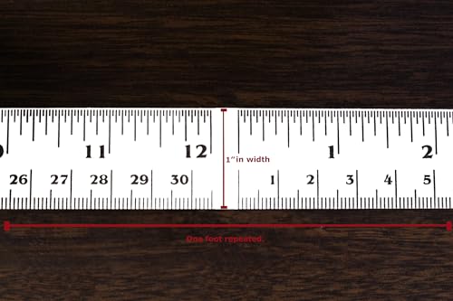 ChromaLabel 12 Inch Adhesive Measuring Tape, Flat Tape Measure for Woodworking, Office, and School Sticker - White