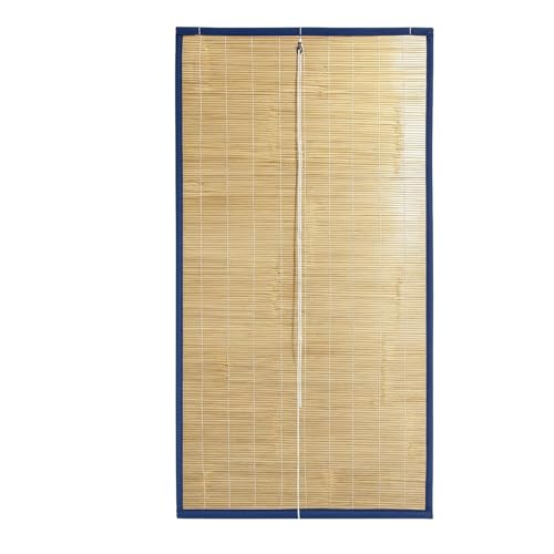 Image of BambooAura Natural Bamboo Roll-Up Window Shade Blind | Light Filtering Bamboo Chick Curtain | Eco-Friendly Sun Protection (4ft x 7ft - W x H) (Natural Beige with Dark Green Border, (4ft x5ft -W x H))