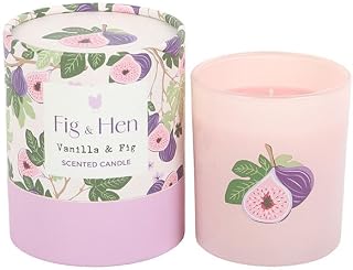 Vanilla and Fig Scented Candle | 28 Hours Burning | Fruity Floral Paraffin Wax Candle in Pink Glass Jar | Relaxing Gift for Her | Home Fragrance