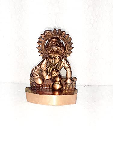 Ganga Nautical 3 x 10 cm ręcznie robione Kryszna Idol Kryszna Mandir | Wystrój domu brązowy