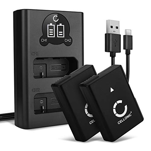 CELLONIC 2X Batería Premium Compatible con Nikon D3500 D3400 D3300 D3200 D3100 D5100 D5200 D5300 D5500 D5600 DF Coolpix P7000 P7100 P7700 P7800, EN-EL14 EN-EL14a 1050mAh Cargador Doble MH-24 Repuesto