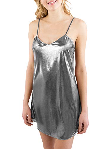 Robe métallique liquide argentée ensemble de luxe INTIMO taille grand