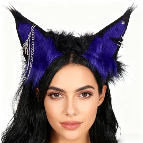Diadema de orejas de animal de felpa para niñas y tocado infantil lavable 4