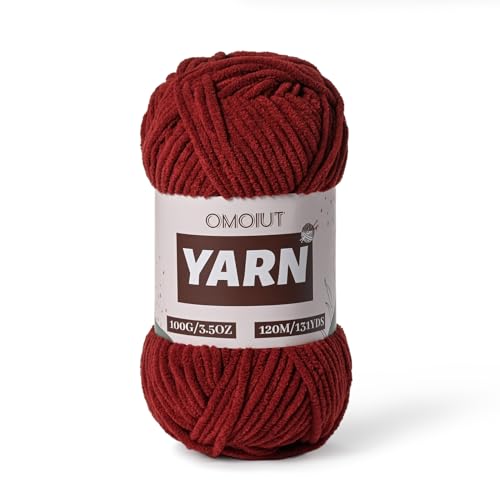Image of Plush Chenille Chunky Crochet Yarn - Baby Yarn for Crocheting Soft - Velvet Yarns Knitting for Blankets Crafts - Fluffy Amigurumi Yarns 100g / 131yd (Coffee)