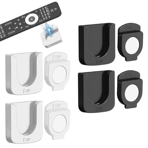 Arvoni 4 Piezas Soporte Mando Pared, Soporte de Control Remoto Magnétic, soporte Mando a Distancia Pared con Reverso Autoadhesivo, Organizador Multifuncional para Mandos TV y Enchufe de Carga