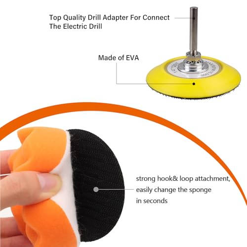 WEGREAT Kit de Restauración de Faros: 41 Piezas Almohadillas de Pulido de Coche, Esponjas de Pulido para Coche para Coche y Moto, Kit de Restauración de Faro DIY con Papel de Lija - imagen 9