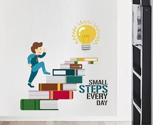 Motivational Wall Sticker (Size 85 x 85 cm) – “Small Steps Every Day” Motivation Quote' Wall Reusable Self-Adhesive Sticker Learning & Success Design