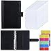 Produktbild 12 Stück A6 Ordnertaschen mit A6 PU Leder Binder Cover 6-Ring-Budget-Ordner mit Bargeldumschlägen, Budget-Umschläge System, Geldsparbuch  schwarz