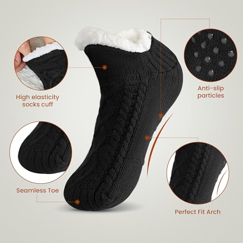 Slipper Socks Winter Warm Cozy Fuzzy Thermal Thick Fluffy Socks With Grips Non Slip3
