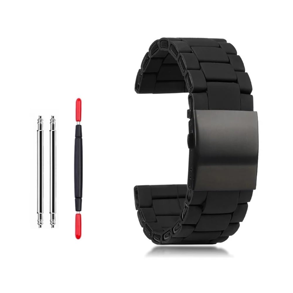 HUTBUVEAW Silicone Stainless Steel Watchband For Diesel Watch Strap DZ7396 DZ7370 DZ4289 DZ7070 DZ7395 Men Rubber Wrist Band 28mm(Black,26mm)