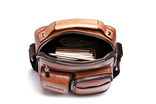WEIXIER Bolsas Masculinas de Ombro de couro bolso duplo 3 cores (preto)