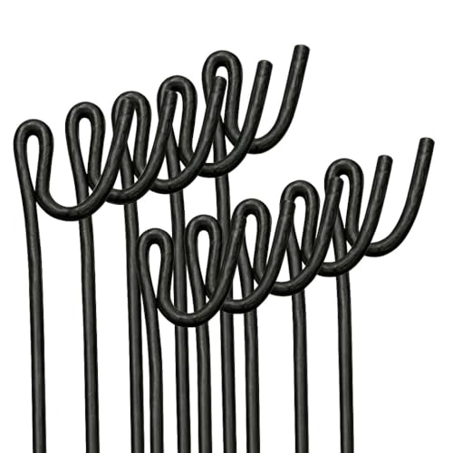 TuffLine Fencing Pins 125cm Pack of 10 Standard Black Coated Galvanised Ribbed Ribbed Galvanised Heavy Duty Temporary Fence Posts (Black Coated)