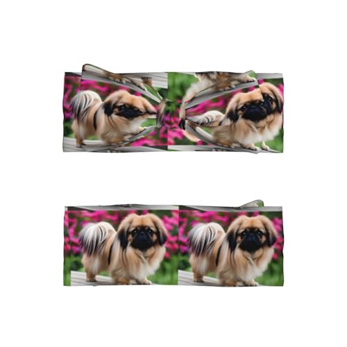 Cute Pekingese Picture Baby Bow Headband Super Stretchy Soft Bows Hair Accessories for Newborn Infants Toddlers Kids Girls2