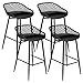 buybyroom Bar Stools Set of 4, Kitchen Stools with Backs/Backrest and Footrest, Outdoor Weatherproof High Chairs with Metal Legs for Kitchen Island, Breakfast Bar, Counter, Black